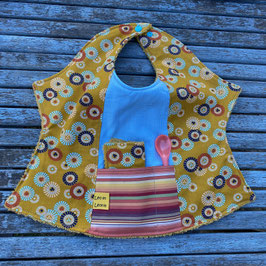 Bavoir papillon ocre jaune jaune avec motifs ronds