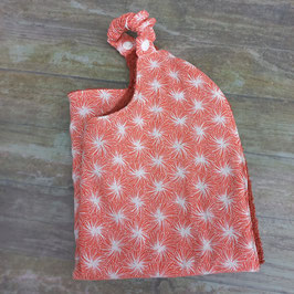 Serviette à élastique en coton corail imprimé motifs blancs doublée éponge