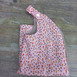 Serviette à élastique en coton rose imprimé petites fleurs et doublée éponge