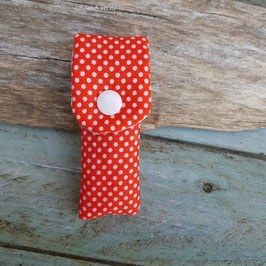 Pince à épiler et sa pochette molletonnée rouge à pois blancs