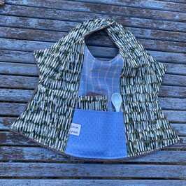 Bavoir papillon motifs graphiques verts et blanc