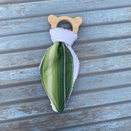 Anneau de dentition ourson avec doudou vert