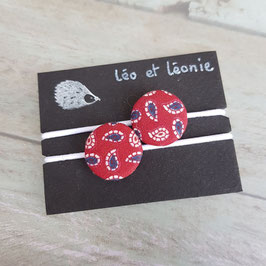 Élastique à cheveux bordeaux motifs bleus