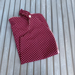 Serviette à élastique bordeaux à pois blancs