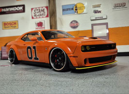 1/18 Dodge Challenger R/T Scat Pack Widebody #01 General Lee / Dukes of Hazzard Umbau Tuning