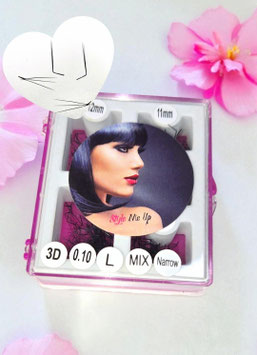3D L 0.10 Narrow Mix Box 500 Stk. Fertigfächer Wimpern