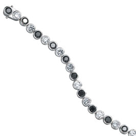 Armband. 925 Sterling Silber. Schwarz-weiße Zirkonia. 19 cm.
