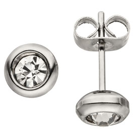 Ohrstecker. Edelstahl. Farbl. Kristalle. Brillantschliff.