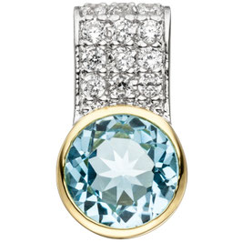 Anhänger. Blautopas. 925 Silber. Farbl. Zirkonia.
