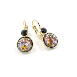 Ohrhänger. Gold. Hochwertiges Marken Glas und edle Kristalle. Violet.