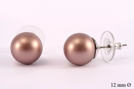 Ohrstecker. MK-Perle 12 mm. Braun.