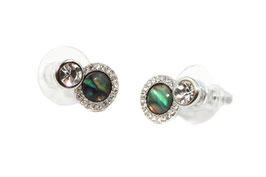 Ohrstecker. Zirkonia u. Abalone Paua Shell (Perlmutt)-Einlage.