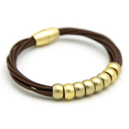 Armband. Messing matt. Braun. Magnetverschluss.