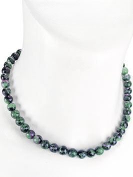 Edelsteinkette. Echt Rubin-Zoisit. 925 Silber