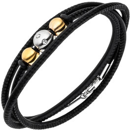 Armband. Nappa-Leder. Bicolor. Zirkonia