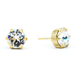 Ohrstecker. Gold. 8 mm Kristalle. Farblos.