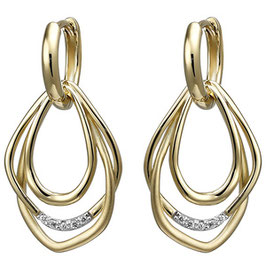 Hänger-Creolen. Silber 925. Gold. Zirkonia.