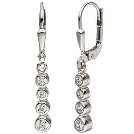 Ohrhänger. 925 Silber. Zirkonia. Klappbrisuren.