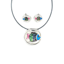 Schmuck-Set. Fisch. Reif m. Anh. u. Ohrstecker.