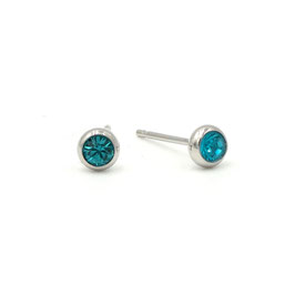 Ohrstecker. Silber. 4 mm. Blauer Zirkon