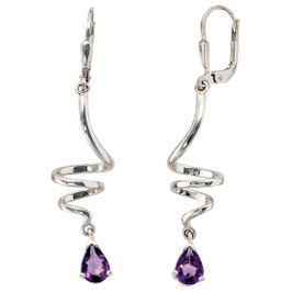 Ohrhänger. 925 Silber. Klappbrisuren. Amethyst