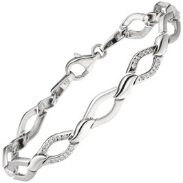 Armband. 925 Silber. Zirkonia. 19 cm.