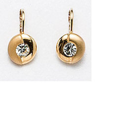 Ohrschmuck-Hänger. Gold. Farblose Kristalle.