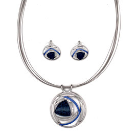 Schmuck-Set. 2-tlg. Blautöne. Silber