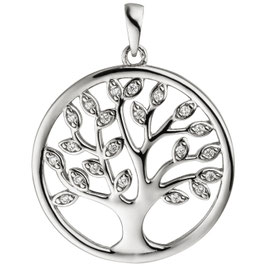 Anhänger. "Lebensbaum". 925 Silber. Zirkonia