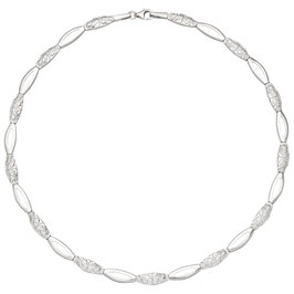 Collier. 925 Sterling Silber. Teilmattiert, teilgehämmert.