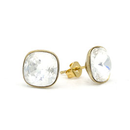 Ohrstecker. Gold. Farblose Kristalle. 10x10mm