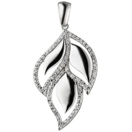 Anhänger. 925 Silber. Blütenblatt. Zirkonia.