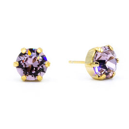 Ohrstecker. Gold. 8 mm Kristalle. Amethyst.