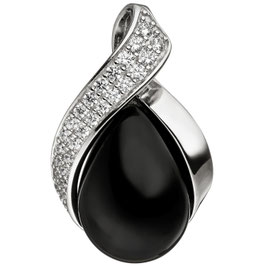 Anhänger. 925 Silber. Echt Onyx. Zirkonia.