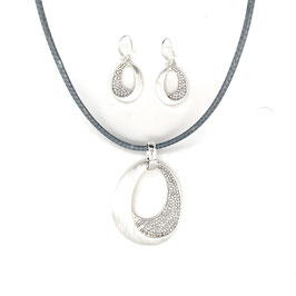 Schmuck-Set. 2-tlg. Silber. Farblose Kristalle.