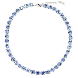 Collier. Saphirblaue Kristalle. Antik versilbert.