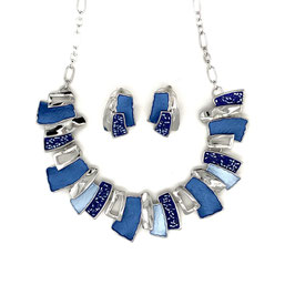 Schmuck-Set. 2-tlg. Silber-blau.