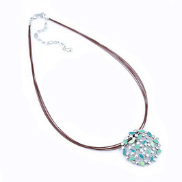 Collier. Edelstahlreif mit Türkis/Mintfarbenem Anhänger.