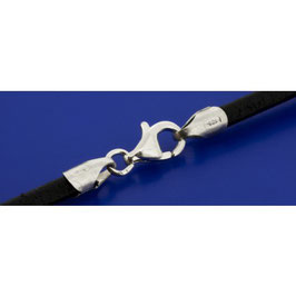 Lederband. Echt Rind. Schwarz. 3 mm. 40 cm. Silber 925