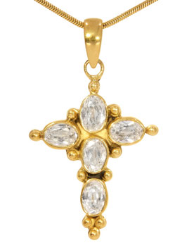 Kreuz-Anhänger. 925 Silber. Echte Goldauflage.