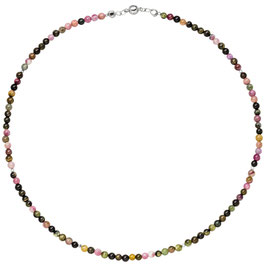 Eddelsteinkette. 109 bunte Turmaline. 6 Hämatine. Magnetverschluss.