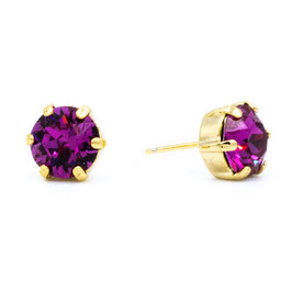 Ohrstecker. Gold. 8 mm Kristalle. Fuchsia.