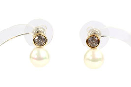 Ohrstecker. Gold. Perle. Swarovski-Kristalle.