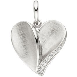 Anhänger. "Herz". 925 Silber. Farblose Zirkonia.