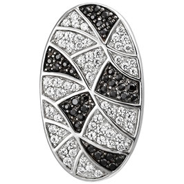 Anhänger. 925 Silber. Weiße u. schwarze Zirkonia.
