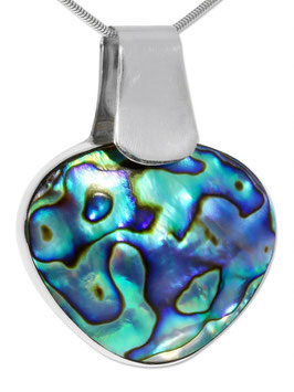 Collier. Kette m. Herz-Anhänger. Abalone. Silber 925