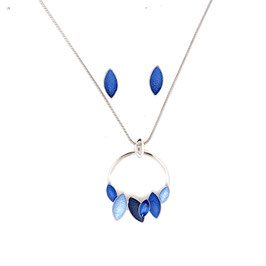 Schmuckset. 2-tlg. Silber, blau.