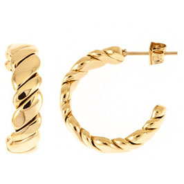 Halb-Creolen. Edelstahl. Gold. 22 mm.