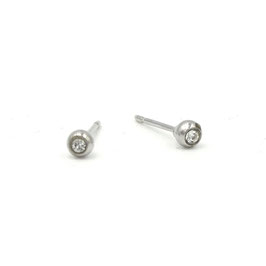 Ohrstecker. Silber. 3 mm. Farbl. Kristalle.