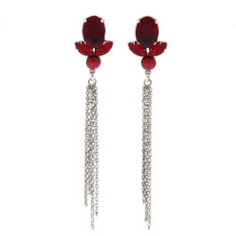 Ohrstecker. Acrylsteine u. Swarovski-Kristalle. Rot.